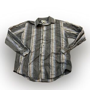 Joseph Abboud Gray and Blue Striped Dress Shirt
